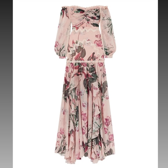 PATBO
Carolina off-the-shoulder crochet-trimmed floral-print chiffon maxi dress - Picture 2 of 6